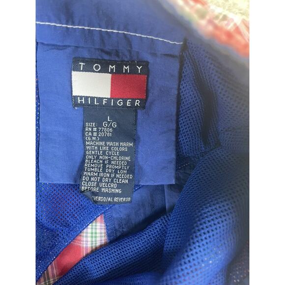 Tommy Hilfiger Swim Trunks Mens Large Blue/Red Plaid Drawstring Pockets Flag - Picture 10 of 12